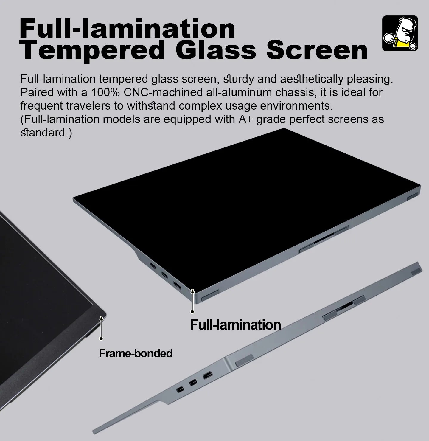 KUNGFUGO A14S Portable Monitor 14" 3K Fully Laminated CNC Aluminum Alloy  Single-Cable Expansion Screen