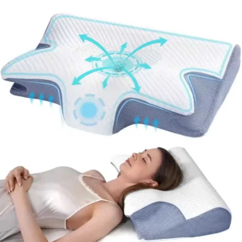 Butterfly Memory Foam Neck Pillow for Targeted Cervical Pain Relief Massage Cushion Tidesmit