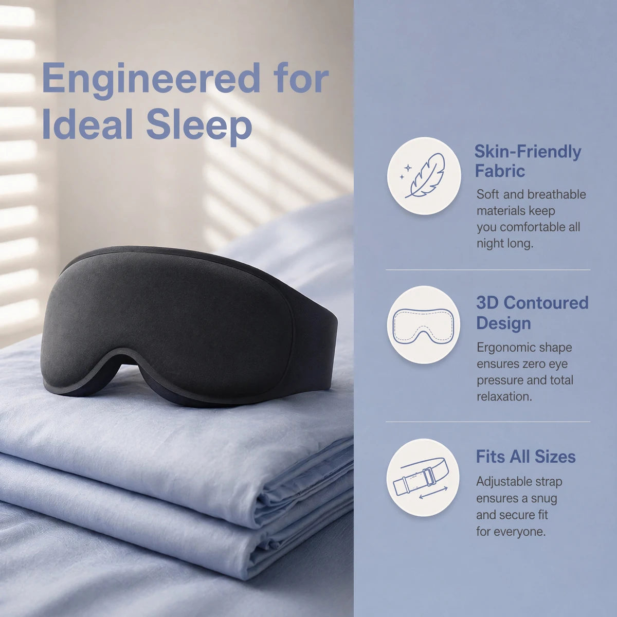 Gravity Eye Mask, 3D Weighted Eye mask, Sleep Mask, built-in weighted glass beads to apply pressure and relieve eye fatigue