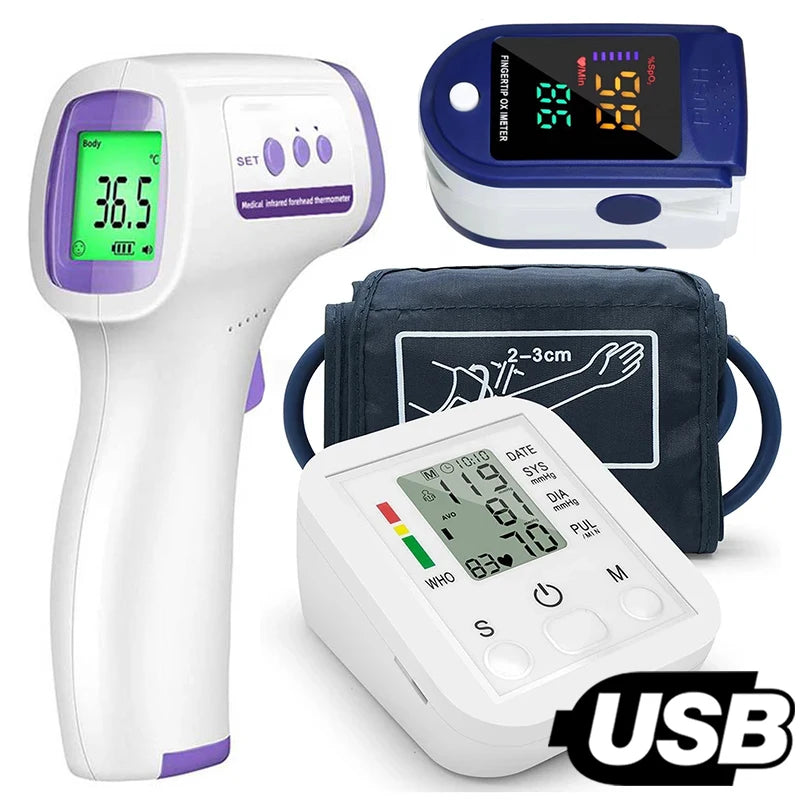 Digital Arm Blood Pressure Meter Cuff Medical Automatic Pressure Tonometer Tensiometer Heart Rate Pulse Meter BP Monitor Healthy