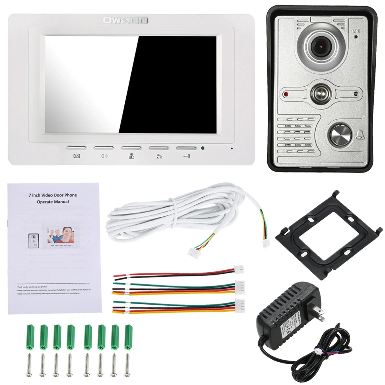 IR-CUT Outdoor Camera 7 inch Wired Video Doorbell Indoor Monitor Visual Intercom Two-way Audio Remote Unlock Video Door Phone