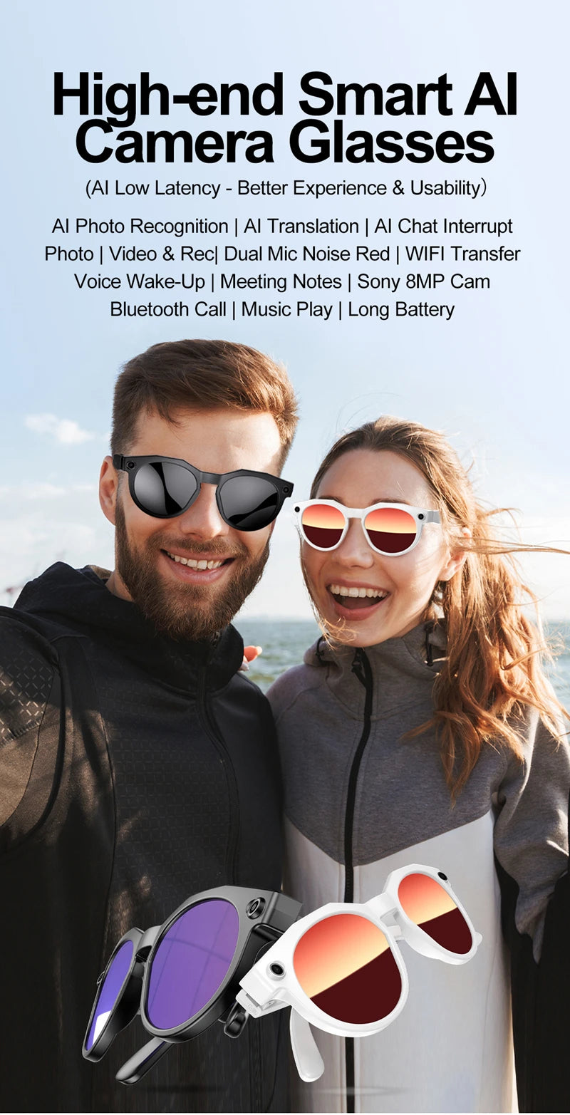 AI Smart Glasses with 8K Camera and Voice Translation - Tidesmit Tidesmit