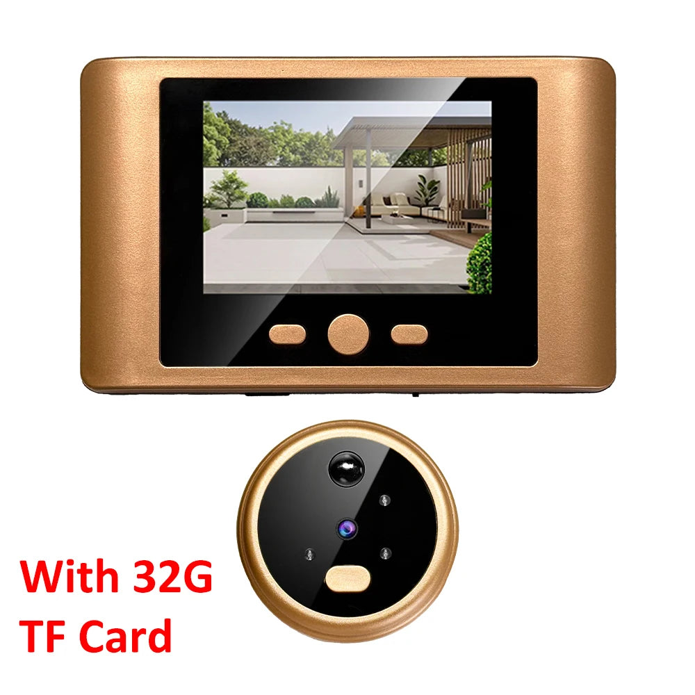 Gold door peephole video viewer with 32G TF card and camera module