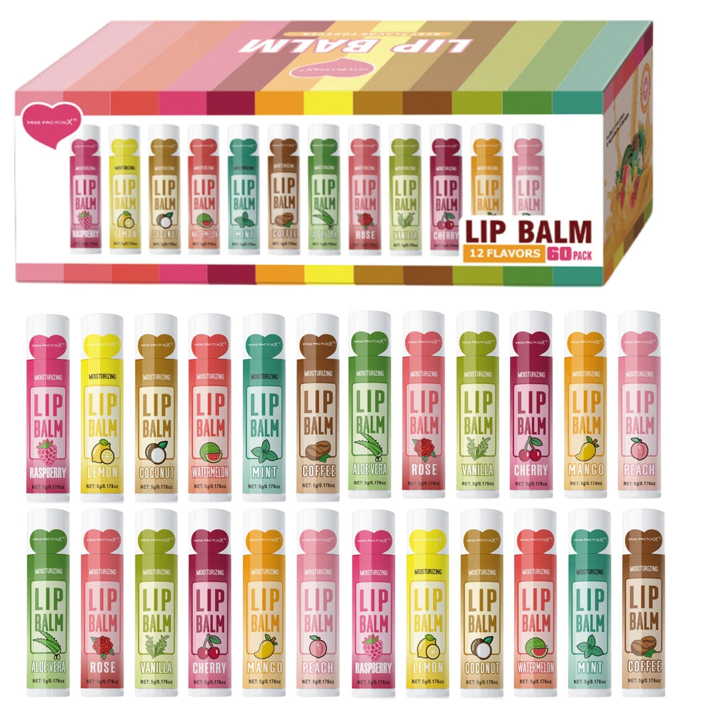 60-Piece Moisturizing Lip Balm Set - Hydrating Lip Care by Tidesmit Lip Care 60PCS Lip Balm set Tidesmit