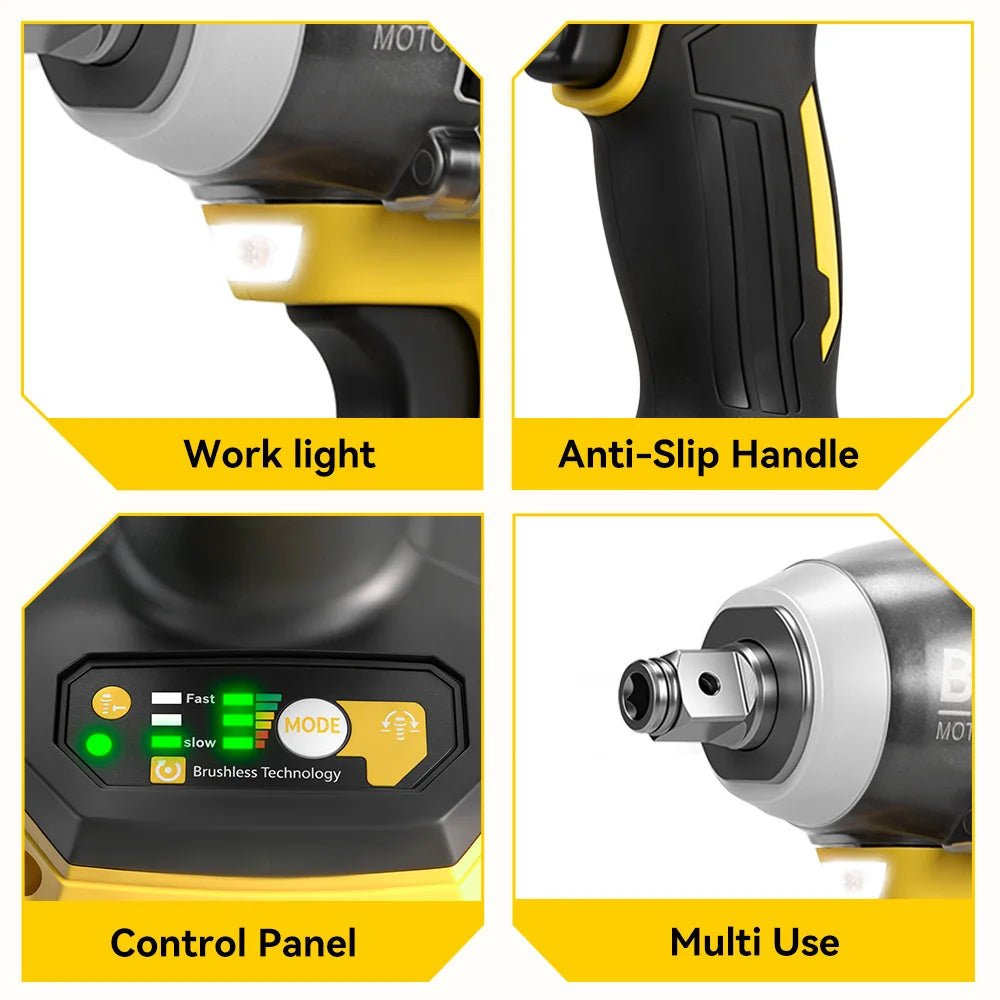 MELLWIN 520N·m Brushless 3IN1 Electric Impact Wrench Cordless Electric Drill Screwdrive Power Tool Set For Makita 18VBattery Pin