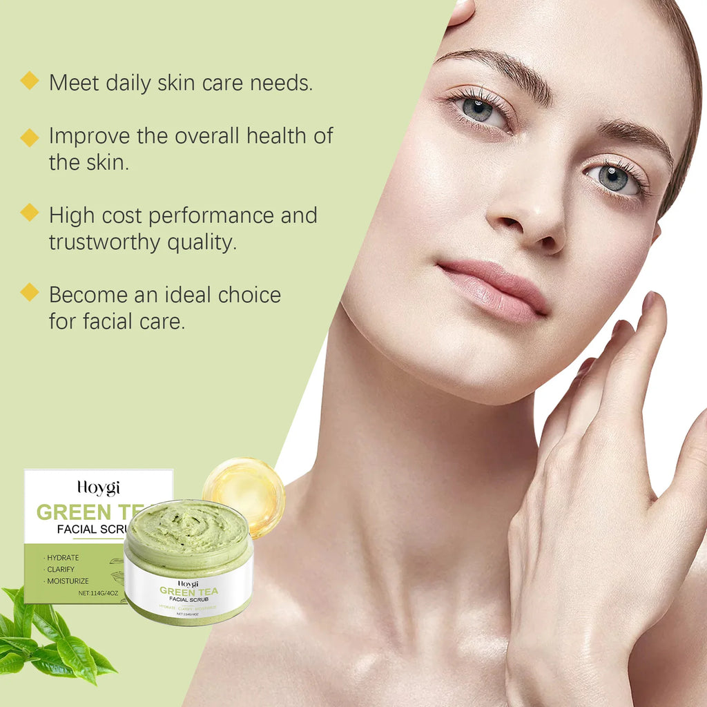 Green Tea Facial Scrub - Deep Pore Exfoliation - Natural Skin Care Scrubs Treatments Tidesmit