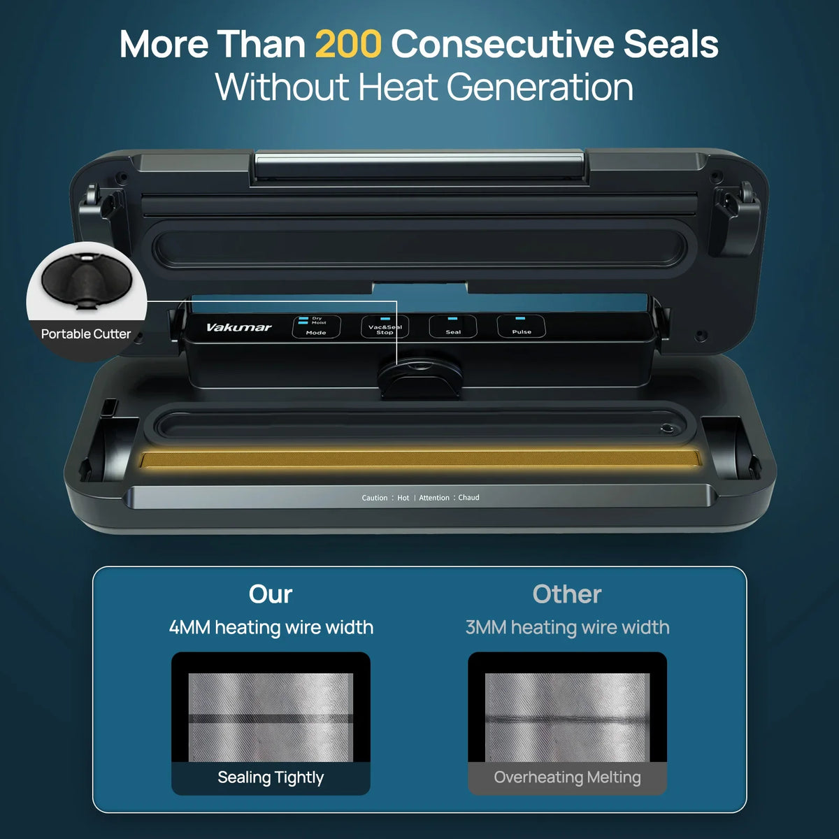 Vakumar VH1506 vacuum sealer machine sous vide Handle type 80Kpa multifunctional and convenient vacume sealer Household