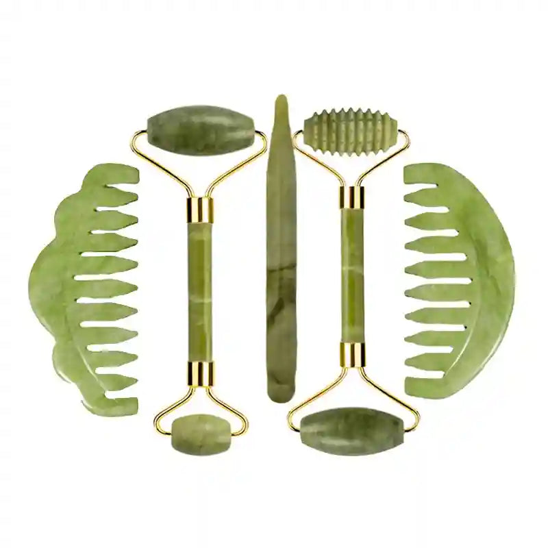 Jade Roller and Gua Sha Set: Natural Facial Massage Tool Kit Massage Roller Type 07 Tidesmit