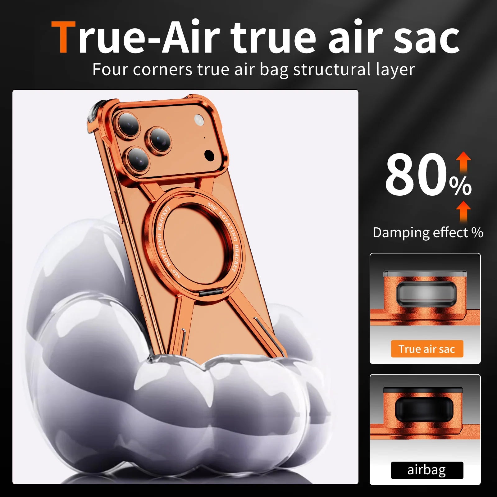 iPhone 17 Pro Max Shockproof Metal Frame Case with Integrated Rotate Stand Tidesmit