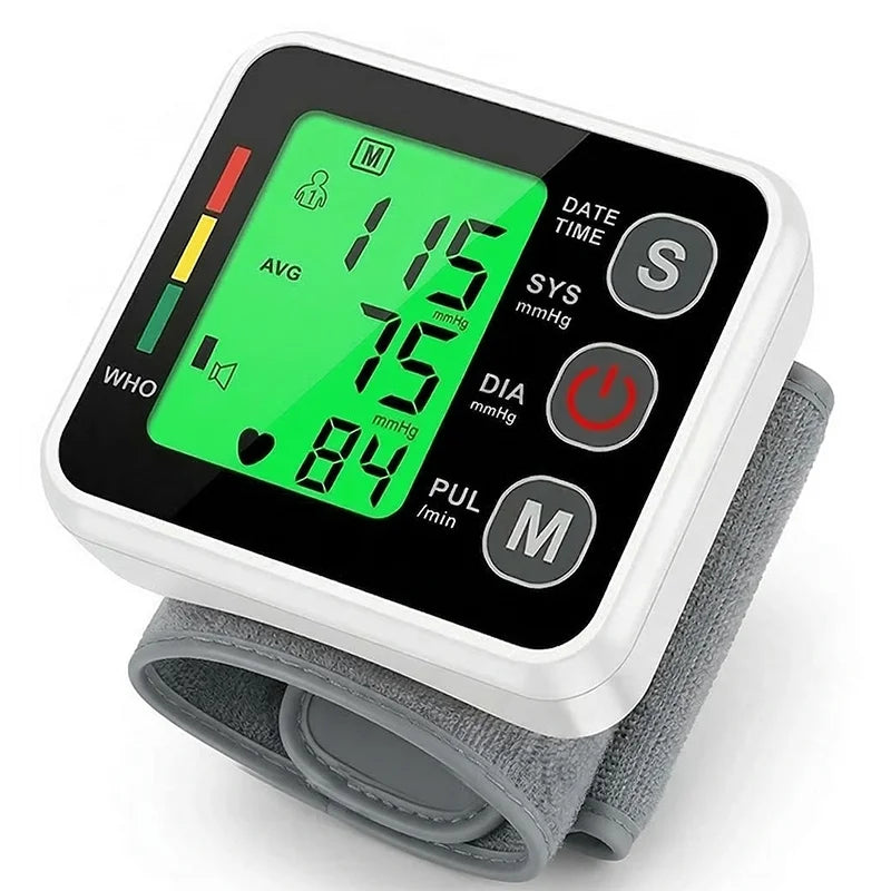Portable LCD Wrist Blood Pressure Monitor Medical Digital Automatic Sphygmomanometer Heart Rate Pulse Mete Tonometer Health Care