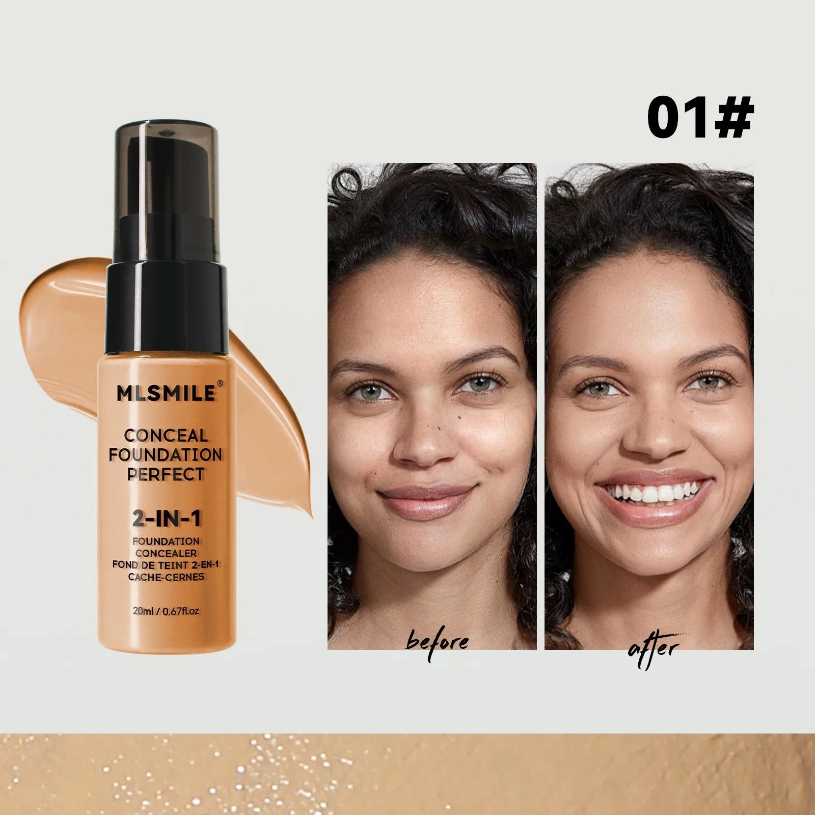 Tidesmit matte liquid foundation texture close-up showing oil control and long-lasting natural face base coverage