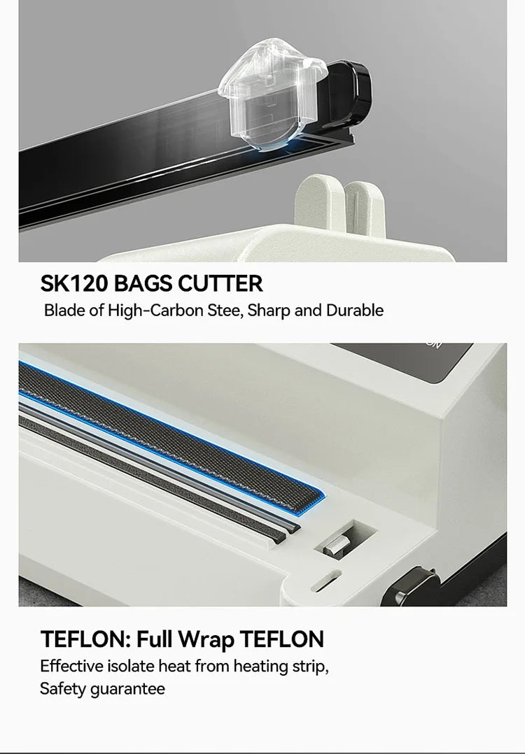 Vacuum Packaging Machine for Food Plastic Bags Sealer Sealing Machine Mylar Bags Kitchen Packer Automatic Manual Modes Home Appl