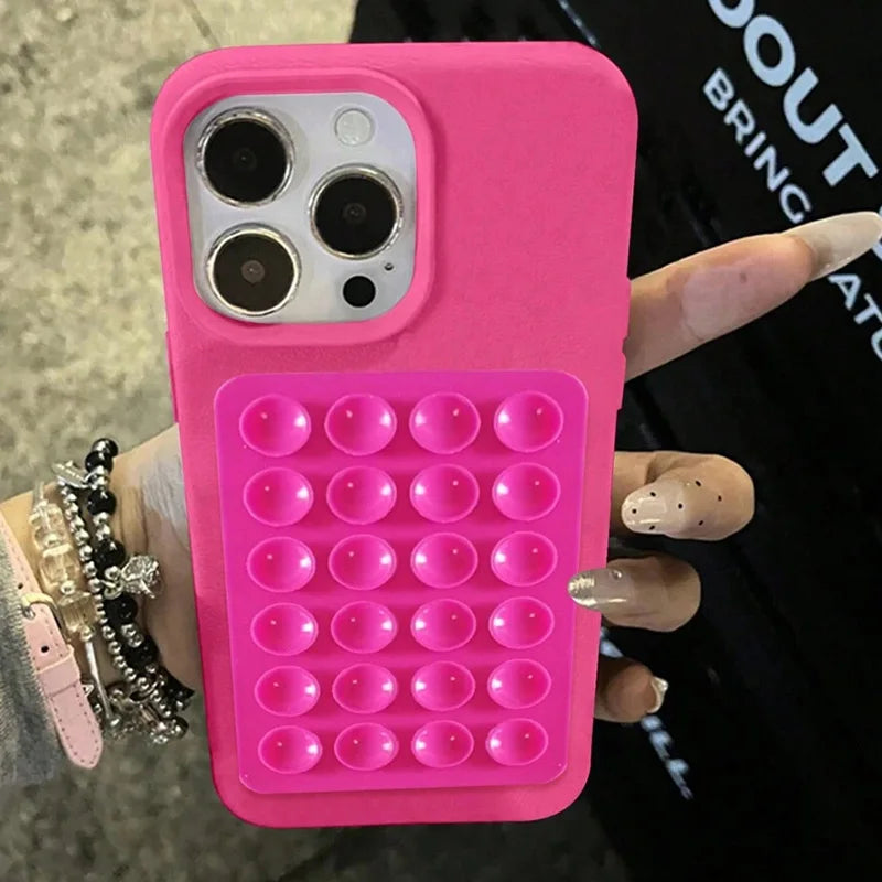 iPhone 17 Pro Max Case with Suction Cup Stand Litchi Leather Tidesmit