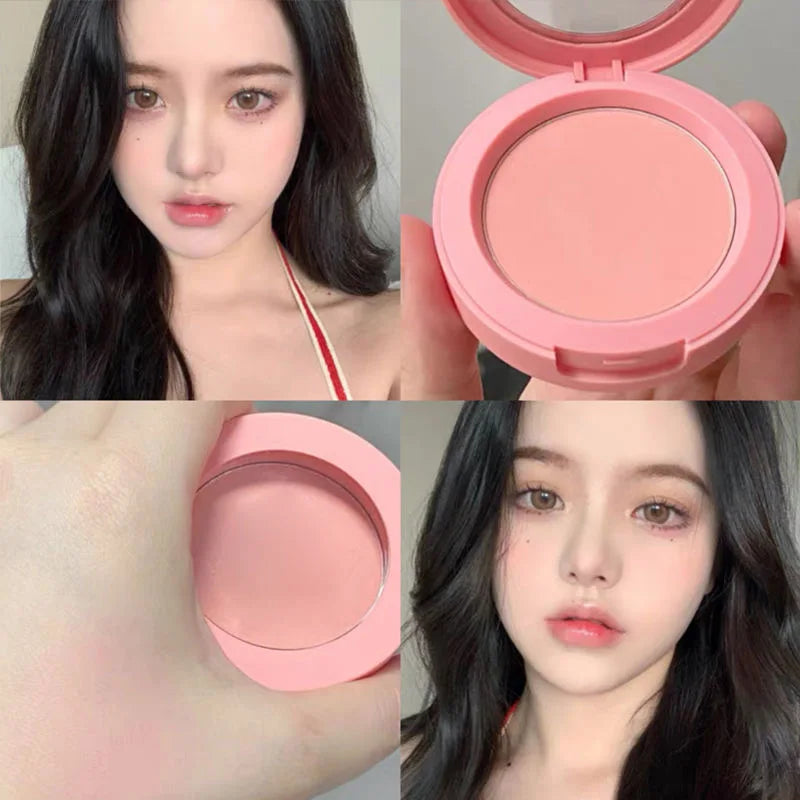 Tidesmit Herorange monochrome matte blush powder swatch in peach orange for long-lasting waterproof face makeup