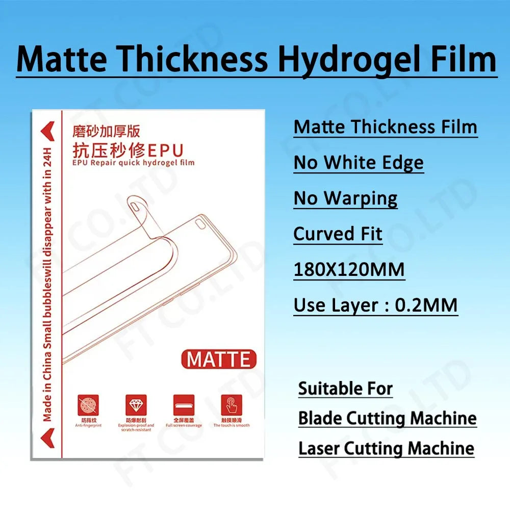50PCS HD MATTE Privacy Blue Frosted Protection Flexible Hydrogel Film For Mobile Phone Screen Protective Film Cutting Machine