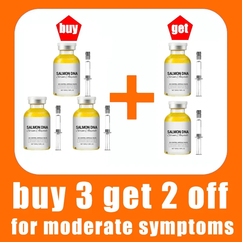 DNA Revitalize Silk Peptide Serum ampoule bottles, anti-aging collagen complex for tight, youthful skin, 5-pack offer.