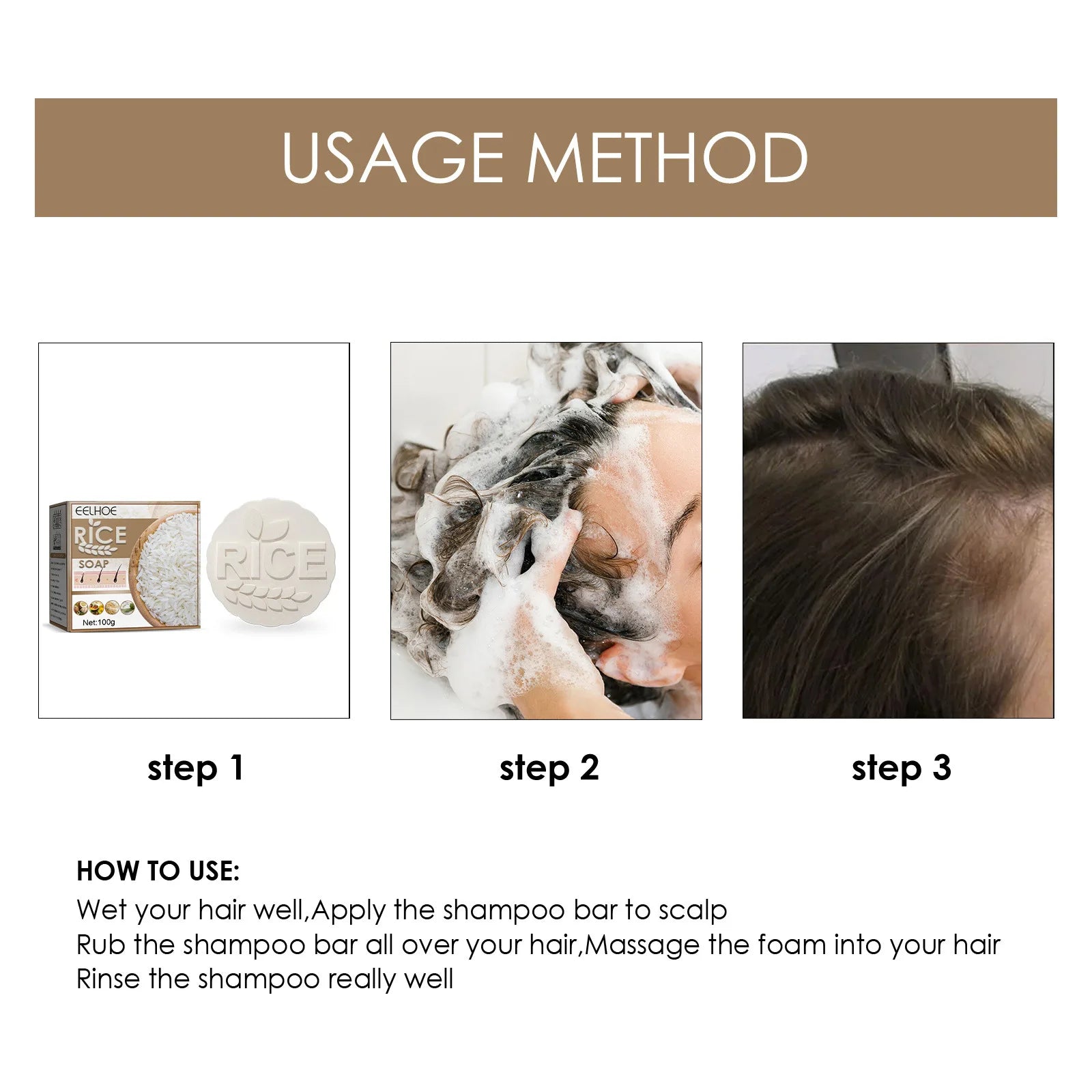 Rice Shampoo Bar Anti Loss Nourishing Moisturizing Scalp Repairing Dry Damaged Hair Strengthening Root Hair Growth Shampoo Soap