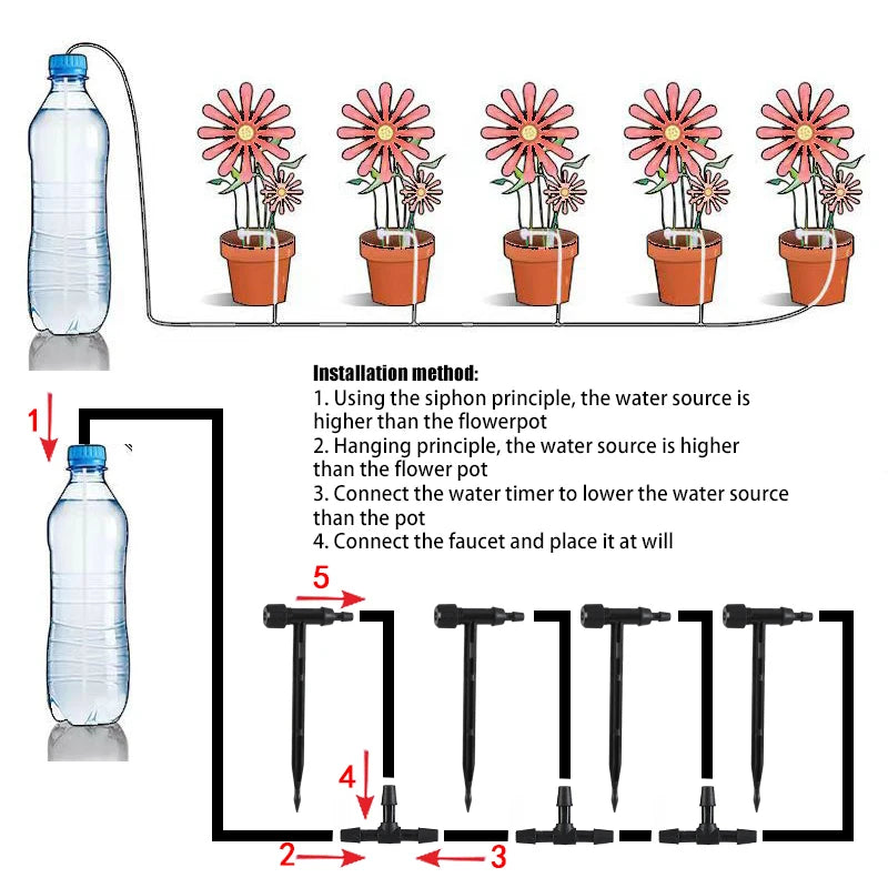Garden Black Adjustable valve Drip Irrigation Kit Potted Plant Watering Device 4/7mmHose Watering Saving MicroDripper Greenhouse