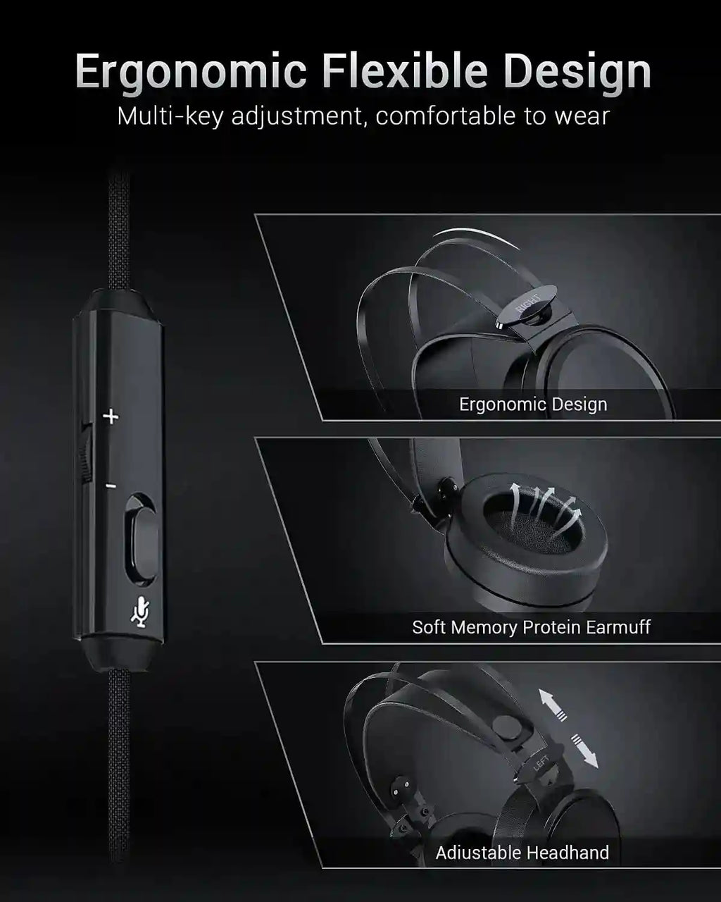 Wired Gaming Headset with Noise Canceling Mic for PC and PS5 - Black Tidesmit