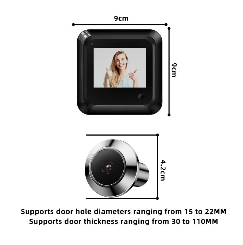 Danmini 2.4 Inch Hidden Peephole Doorbell 300 Thousand Pixels 120° Wide-angle Camera Digital Cat Eye Door Viewer Outdoor Monitor