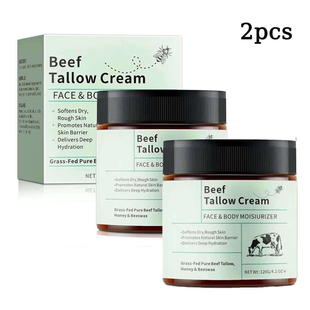 2PCS Beef Tallow Honey Moisturizer Cream Brightening Rejuvenation Nourishing Hydrating Redness Repair Pore Women Cosmetics 120g