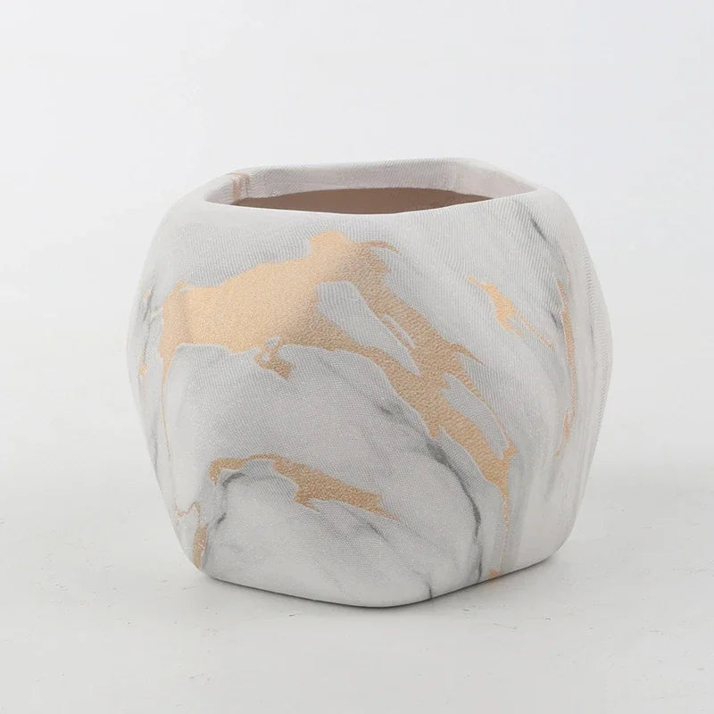 Ceramic Water Transfer Succulent Flower Pots Creative Nordic Gardening Art Vase Home Office Decorations Gardening Supplies