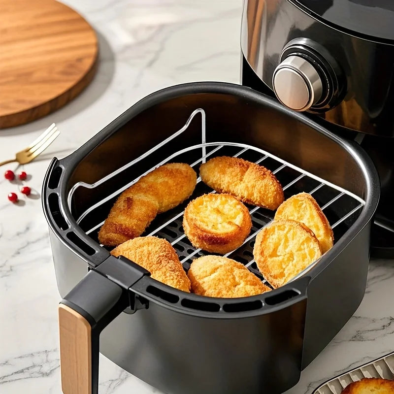1 PC Air Fryer Rack with 4 Skewers, 1 Set Grill and Steam Rack. Suitable for baking and grilling in small ovens.