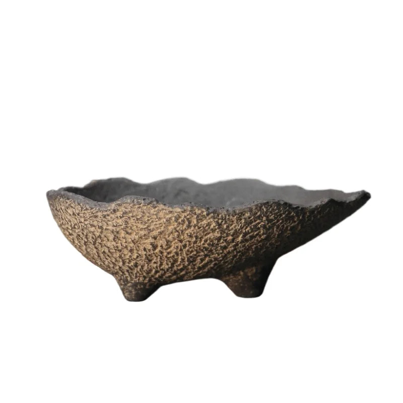 Fish-shaped ceramic planter with speckled sand-textured finish