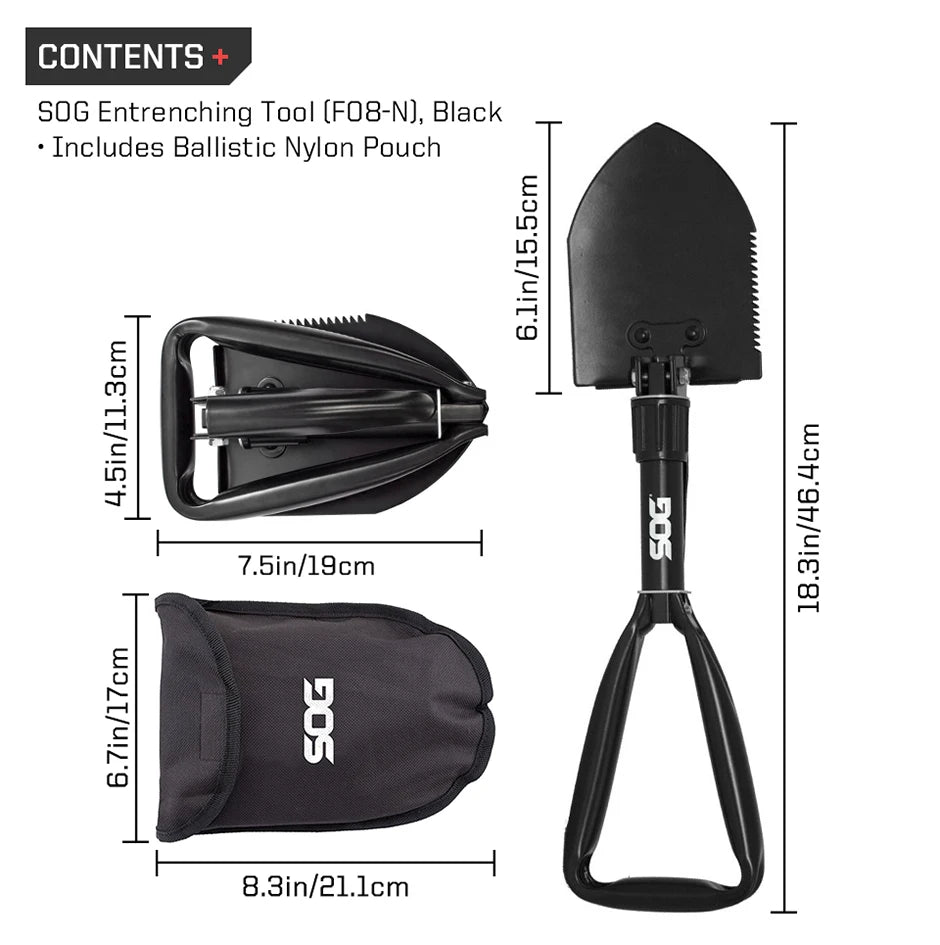 SOG Outdoor Survival Gear Multitool Gardening Entrenching Tools Tactical Folding Shovel Hand Tools Camping Equipments - F08-N