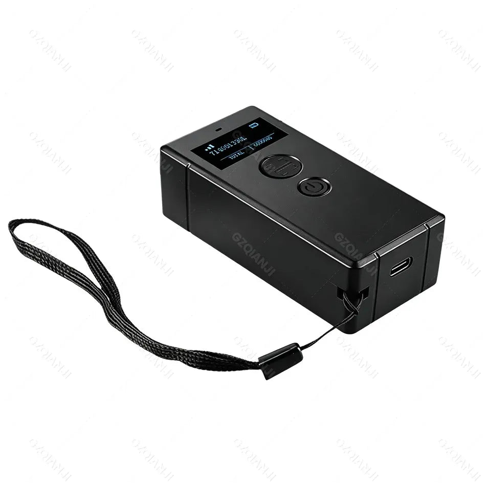 Wireless 2D barcode scanner with wrist lanyard and front control buttons