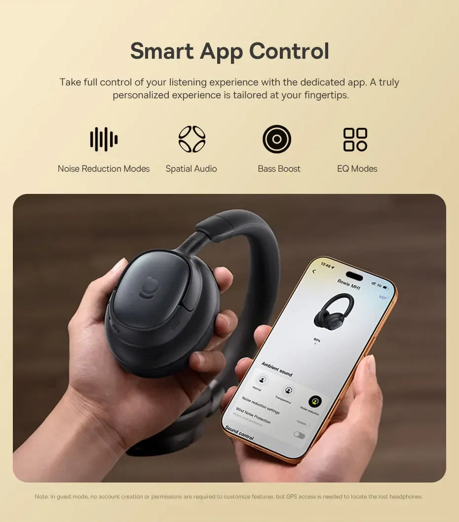 Tidesmit Wireless Noise Cancelling Headphones - 80H Playtime Hi-Res Audio Tidesmit