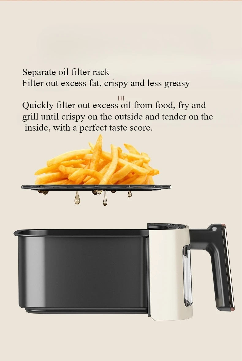 220V Air Fryer Household New Intelligent Large Capacity Visual Non Flip Oil Free Multifunctional Electric Oven Machine