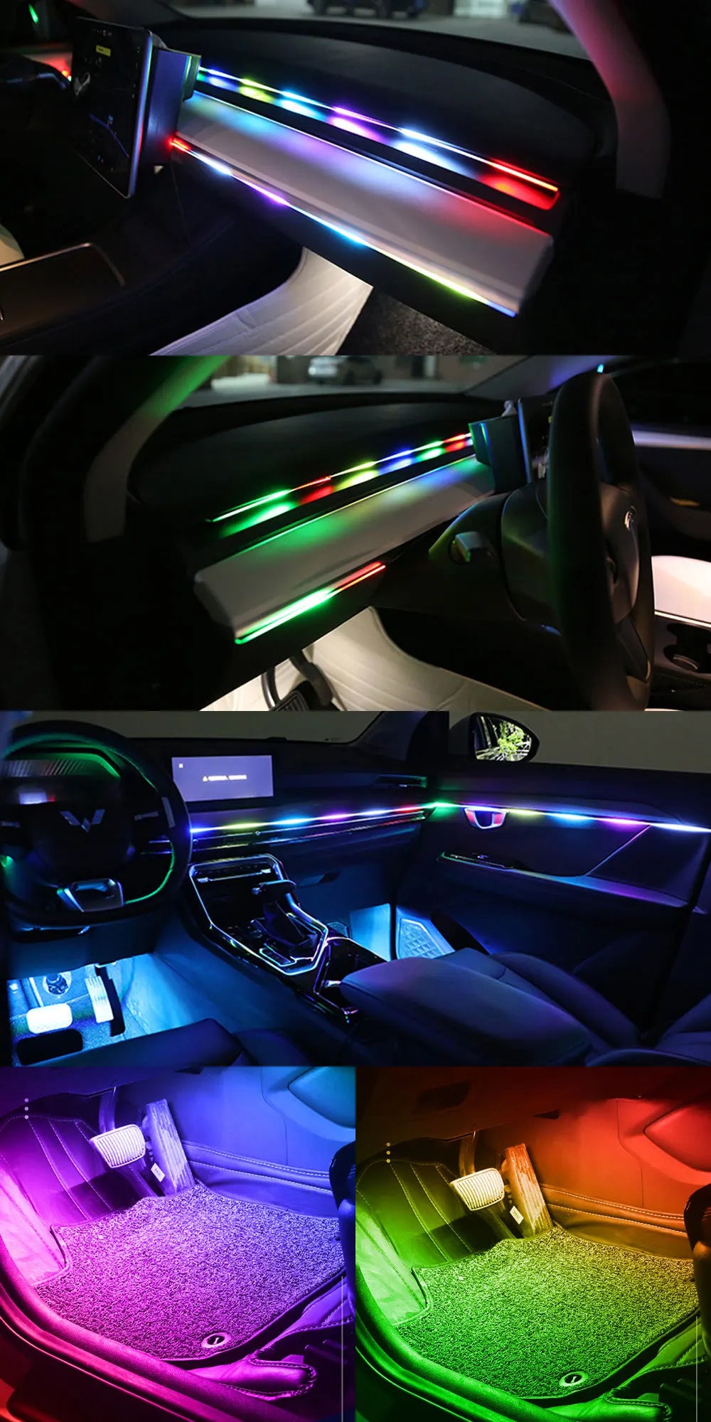 10-in-1 Car Ambient LED Lighting Kit - Customizable Atmosphere Lamp Tidesmit