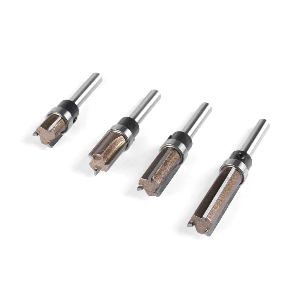 Professional Three-Edge Bearing Straight Router Bit, Slotting Straight Cutter, Bearing Trimming Cutter, Woodworking Tools