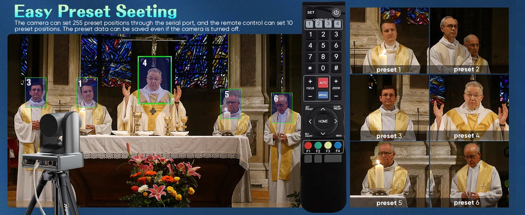 NDI/SDI 4K PTZ Camera 10X 20X Zoom Video Conference Live Streaming HDMI USB IP POE 1080P for Church NetMeeting Broadcast Youtube