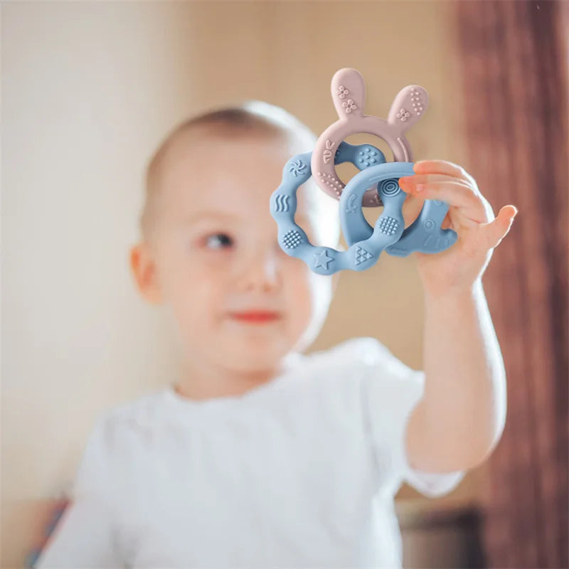 Baby Silicone Rabbit Bracelet Teether Toys BPA Free Nursing Teething Toys Food Grade Silicone Newborn Teething Toys Baby Gift