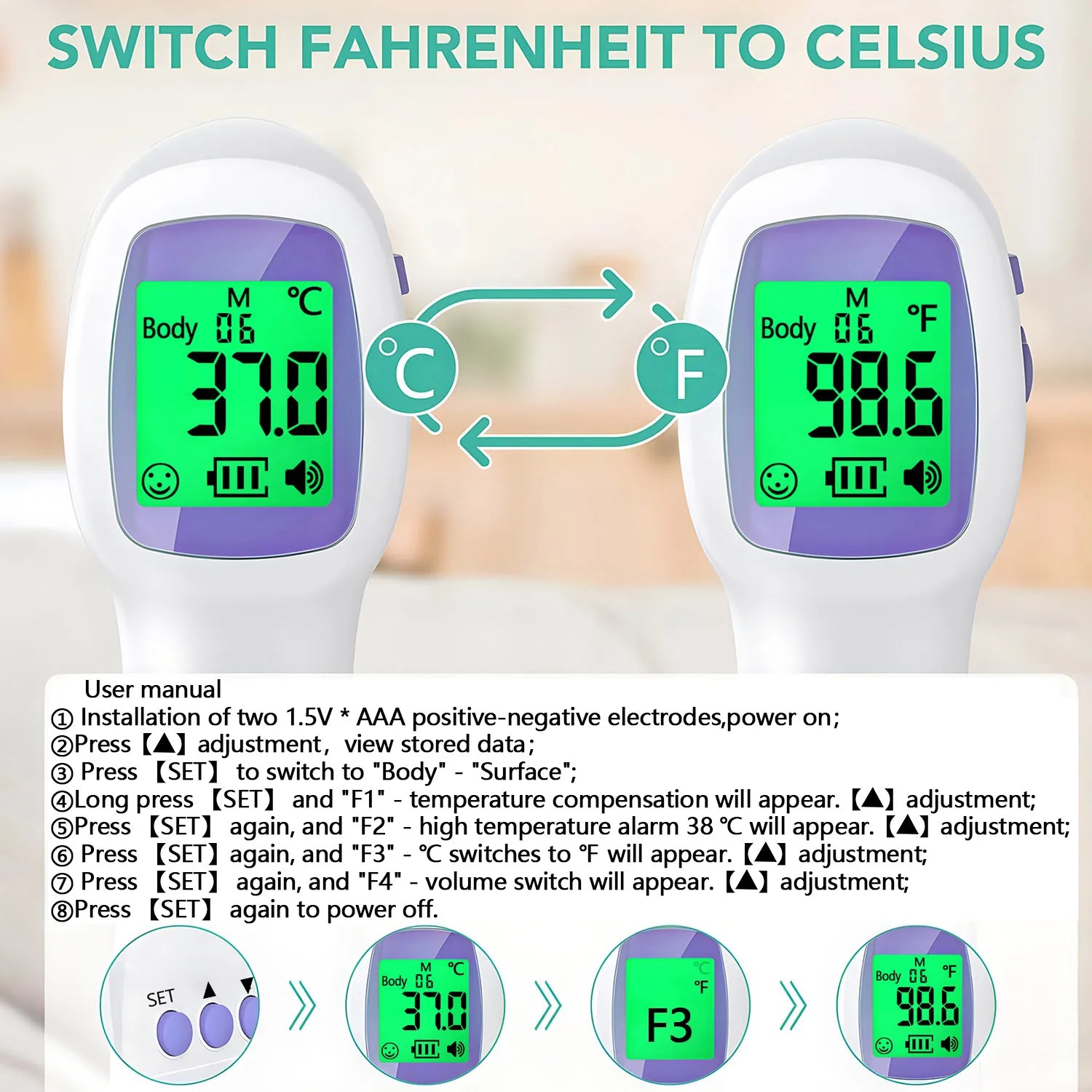 Infrared Thermometer Digital LCD Body Measurement Kids Adult Fever IR Children Non-Contact Termometro