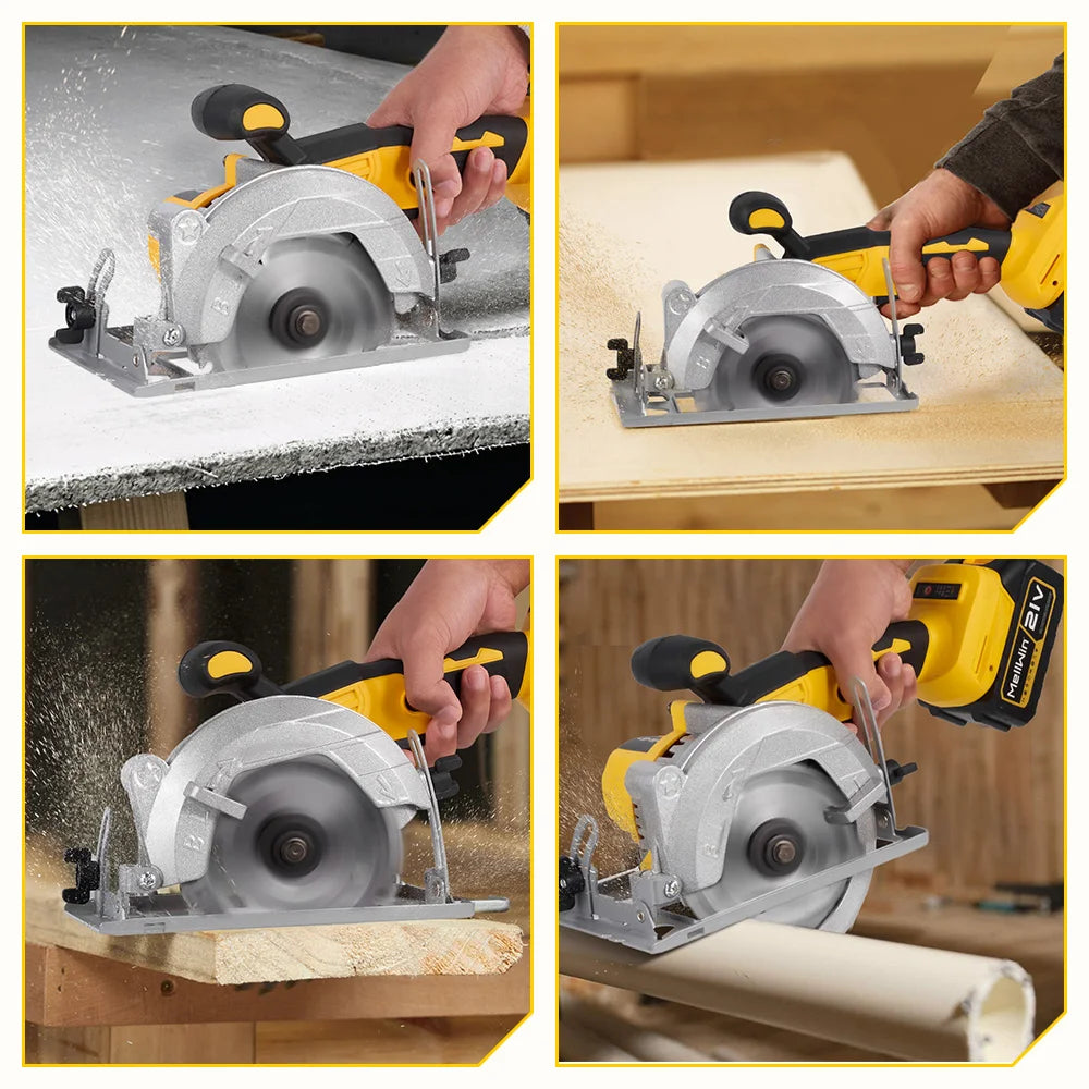 MELLWIN 5 Inch Brushless Electric Circular Saw Cordless Multi-Angle Saw Woodworking Power Tool Set For Makita 18V Battery Pin