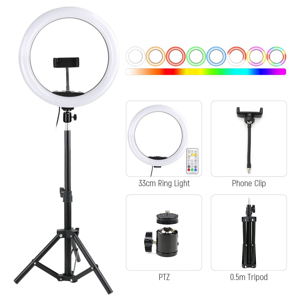 LED Ring Light with Tripod Stand for Pro Content Creation | Tidesmit 33CM RGB Kit 3 Tidesmit