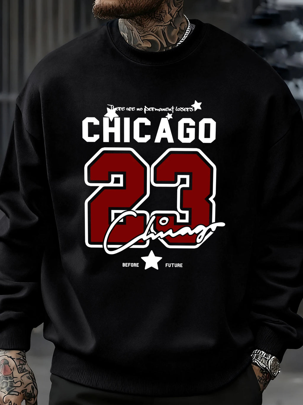 Chicago Number 23 Jersey Prints Male Sweatshirt Trendy Hip Hop Streetwear Crewneck Autumn Clothes Fleece Casual Pullover
