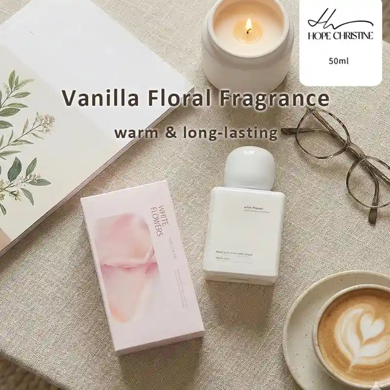 Hope Christine Vanilla Floral perfume for women: 50ml square bottle, long-lasting scent gift for her.