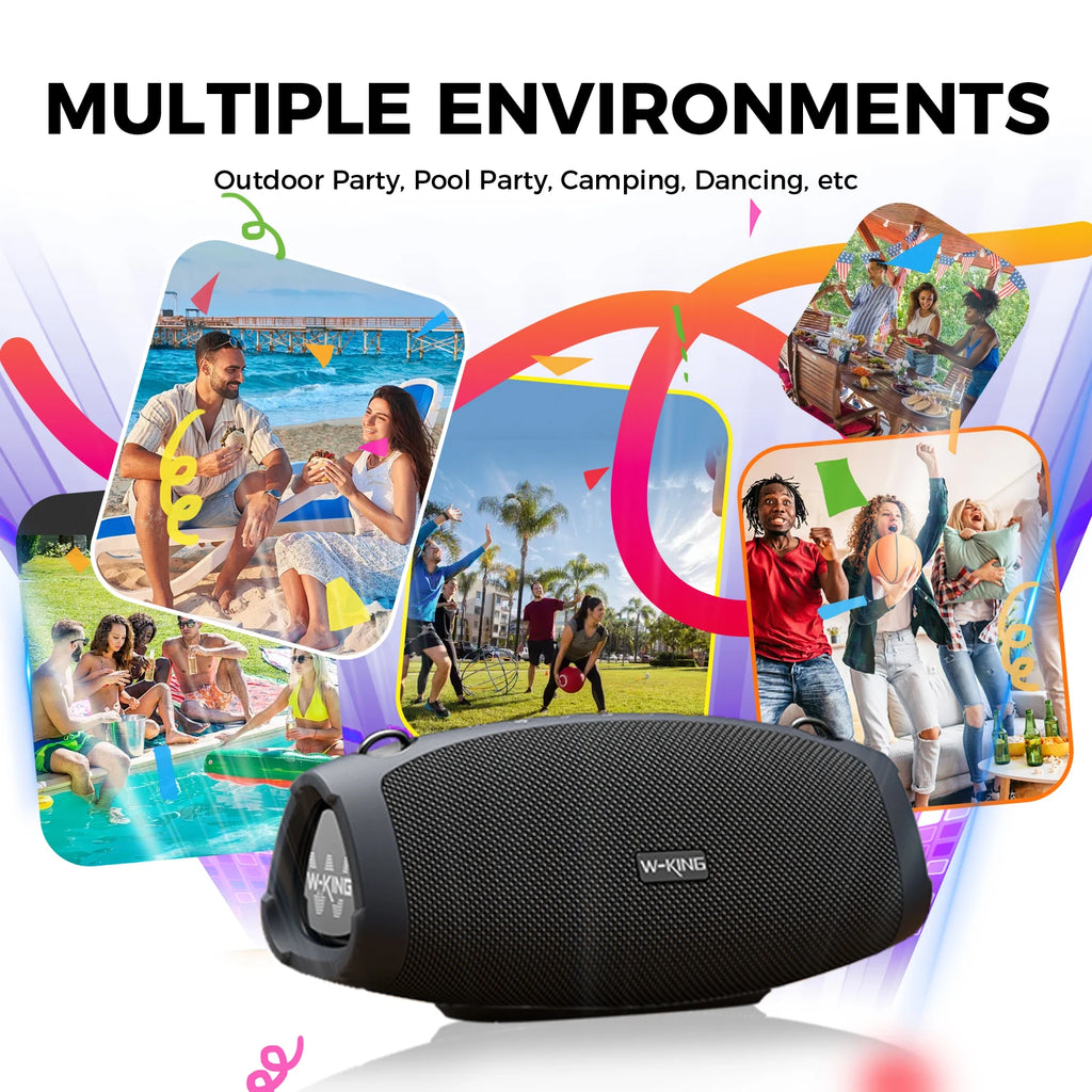 W-KING X10MIC Portable Loud Bluetooth Speakers (120W PEAK)70W with Wireless Microphone,  Waterproof Outdoor Wireless Bluetooth