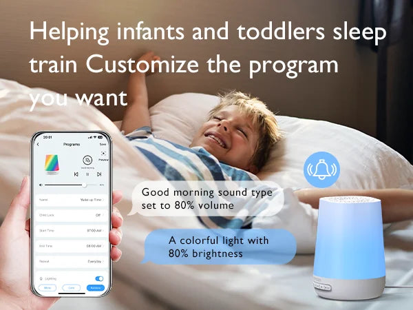 Momcozy Baby White Noise Sound Machine for Baby Sleeping, Night Light, 34 Soothing Sounds, Timer, App Remote Control,Alarm Clock