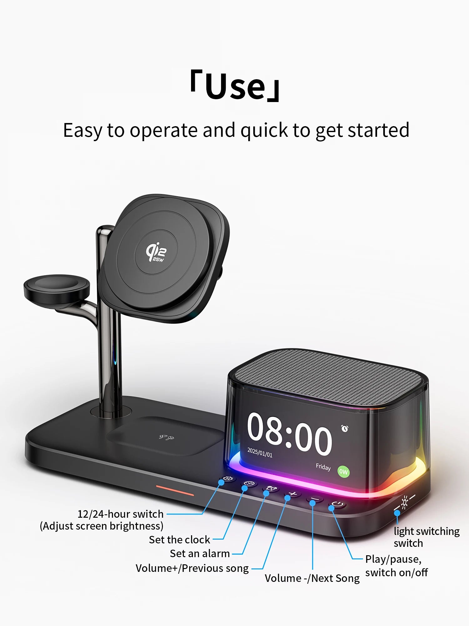 5-in-1 Wireless Charger Stand - MagSafe Compatible Qi Certified Station Tidesmit