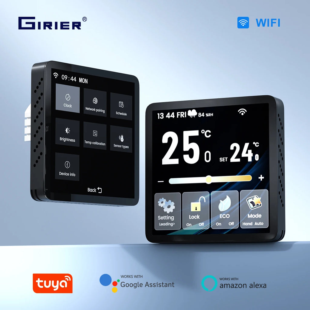 GIRIER Smart Thermostat WiFi Programmable Temperature Controller for Water/Gas Bolier Electric Heating System Works with Alexa