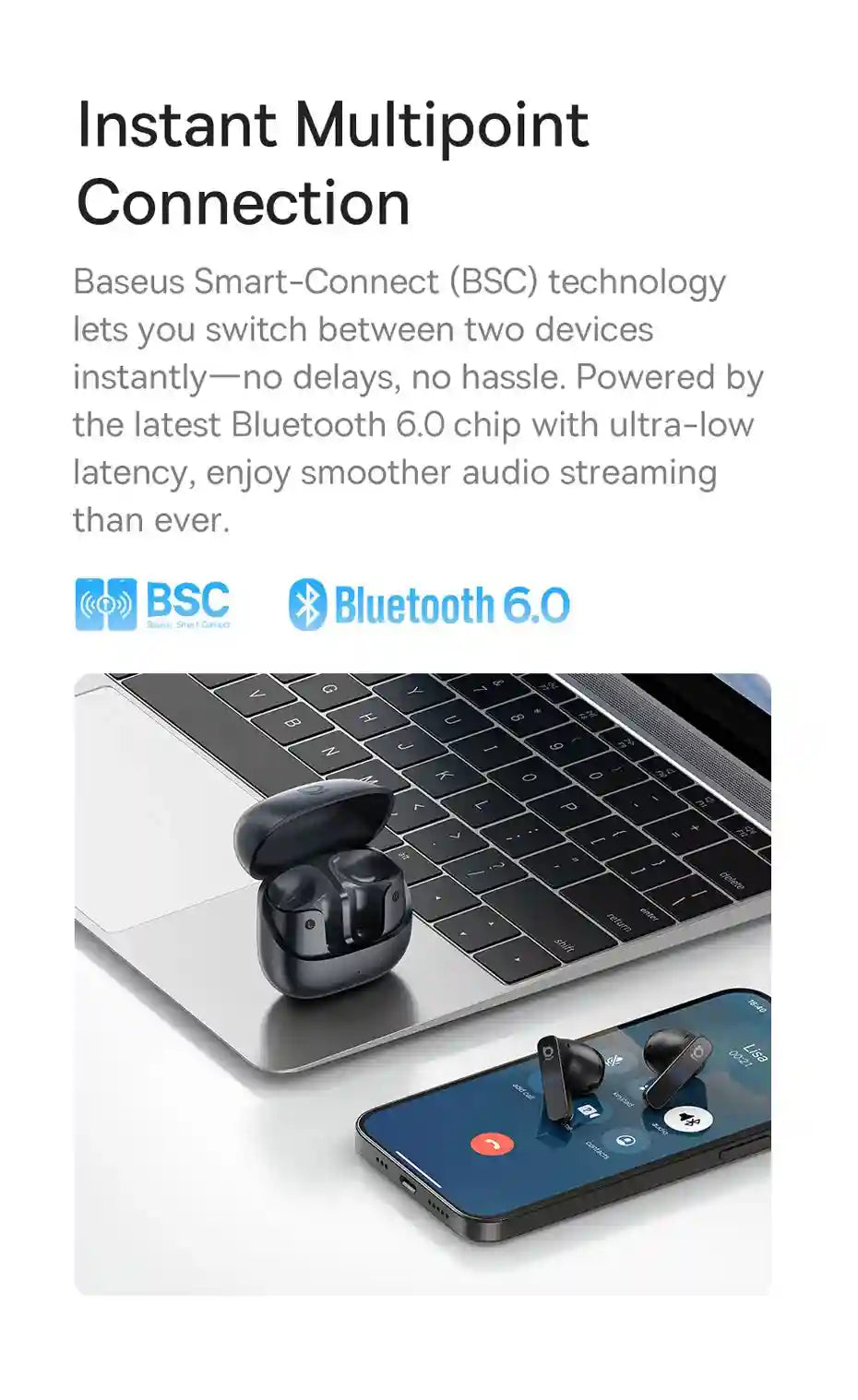 Wireless Earbuds with Active Noise Cancellation & Hi-Res Audio - Tidesmit Tidesmit