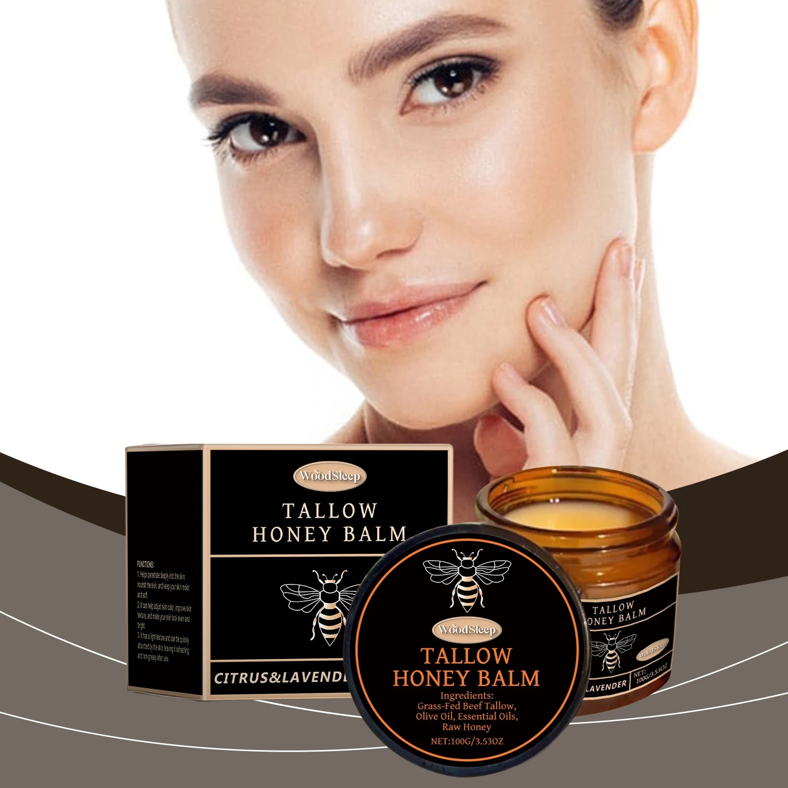 WoodSleep 100g Tallow Honey Moisturizer Gentle Moisturizing Moisturizing Dry Skin Moisturizing Refreshing Skin Cream