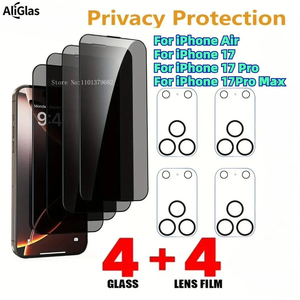 iPhone 17 Privacy Camera Lens Protector | 4-Pack Anti-Spy Tempered Glass 4Glass 4Lens Anti Peeping Tidesmit