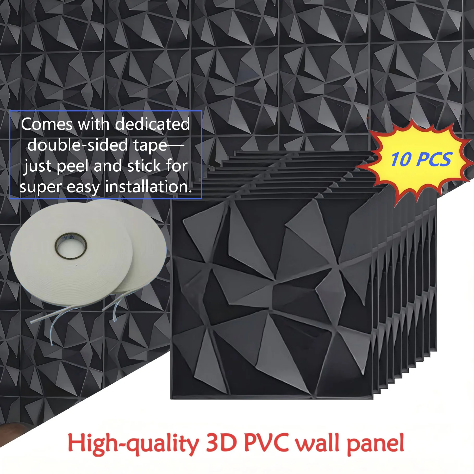 10PCS 30x30cm Wall Sticker 3D Wall Panels Indoor Wall Decoration For Living Room Bedroom Hotel Office Mural Tile-Panel-Mold