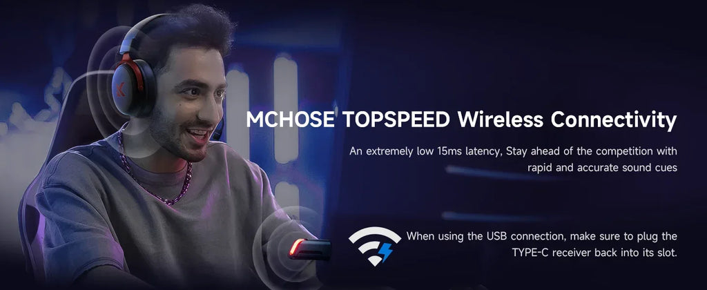 MCHOSE Wireless Gaming Headset Surround Sound Noise Canceling Tidesmit Tidesmit